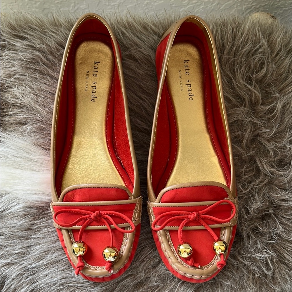 Kate Spade Red and Gold Driving Shoes